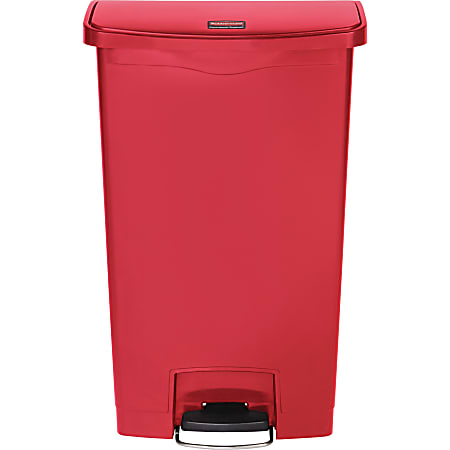 Rubbermaid® Slim Jim Rectangular Plastic Wastebasket, Step-On,18 Gallons, Red