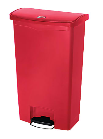 Rubbermaid® Slim Jim Rectangular Plastic Wastebasket, Step-On,18 Gallons, Red