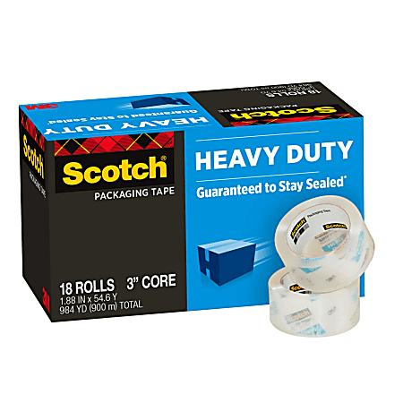 Scotch® Heavy Duty Shipping Packing Tape, 18 Tape Rolls, 1 7/8 in x 54.6 yd, 1" Core, Designed  - 385018CP