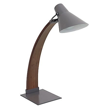 Lumisource Noah Desk Lamp, Gray Shade/Walnut Base