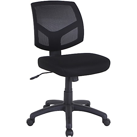 Lorell Mesh-Back Executive Chair - Black Fabric Seat - Black Mesh Back - 5-star Base - Black, Silver - Fabric - 1 Each