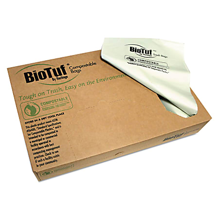Biotuf Compostable Can Liners, 60 gal, 0.9 mil, 38