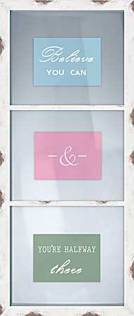 PTM Images Photo Frame, Believe Trio Pane, 14 1/4"H x 1 3/8"W x 32 1/4"D, Antique White