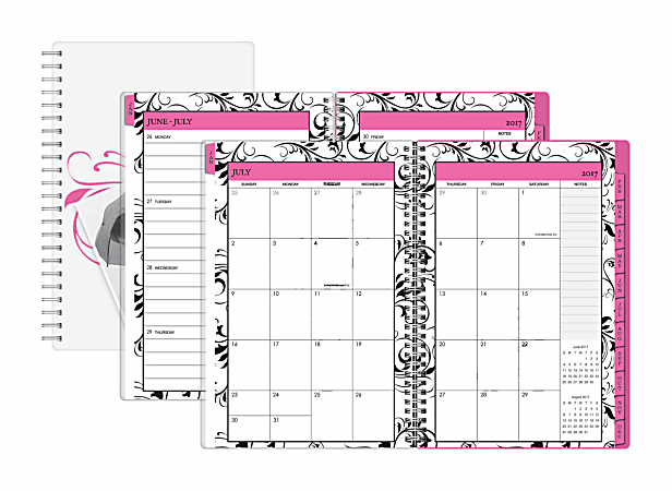 Divoga® Weekly/Monthly Academic Planner, 5" x 8", Clear, July 2017 to June 2018