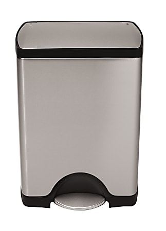 simplehuman® Rectangular Step Trash Can, 8 Gallons, Brushed Stainless Steel