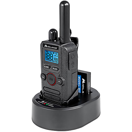 Midland Biztalk BR180 Compact Business Radio - 4 Radio Channels - 142 Total Privacy Codes - 1 W - Lightweight, Battery Level Indicator, NOAA Weather Radio - Gray - 1 Each
