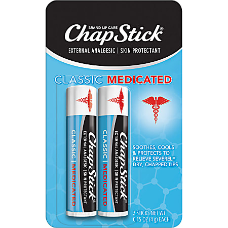 ChapStick Medicated Lip Balms, 0.15 Oz, Pack Of 2 Sticks