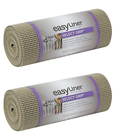 Duck® Brand 1100731 Select Grip EasyLiner Non-Adhesive Shelf And Drawer Liner, 12" x 20', Brownstone, Pack Of 2 Rolls