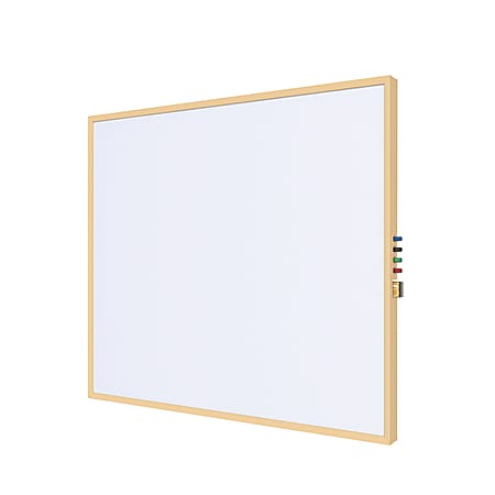 Ghent Impression Non-Magnetic Dry-Erase Whiteboard, Porcelain, 47-3/4” x 71-3/4”, White, Maple Wood Frame