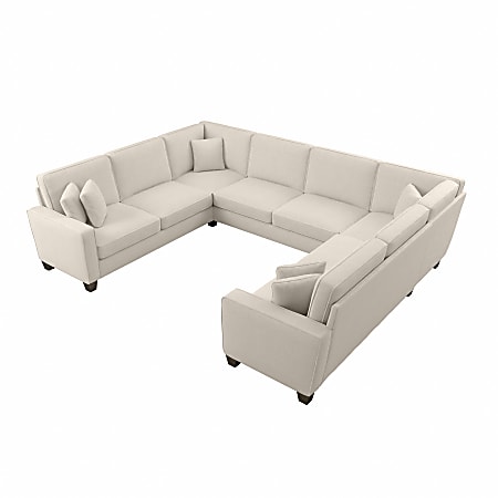 Bush® Furniture Stockton Fabric U-Shaped Sectional Couch, 35-3/4"H x 125"W x 99"D, Cream Herringbone, Standard Delivery