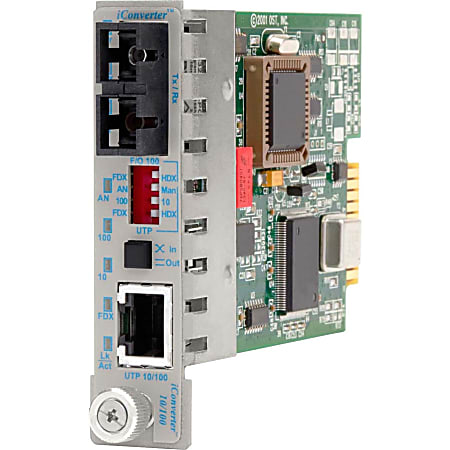 Omnitron iConverter 10/100 Ethernet Fiber Media Converter RJ45 SC Multimode 5km Module - 1 x 10/100BASE-TX; 1 x 100BASE-FX; Internal Module; Lifetime Warranty