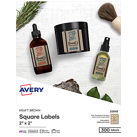 Avery® Printable Blank Customizable Labels, 22846, Square,