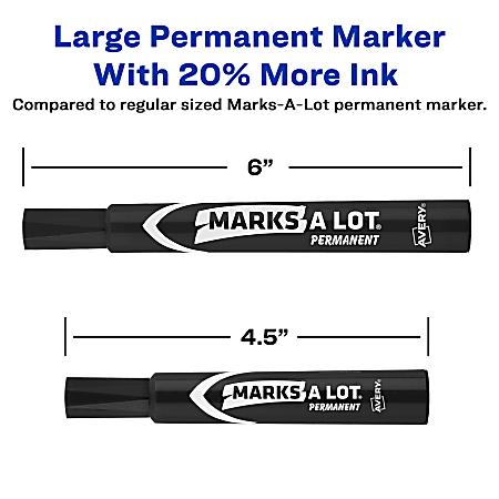 Avery Marks-A-Lot Permanent Marker, Jumbo Desk-Style Size, Chisel Tip, 1  Black Marker (24148)