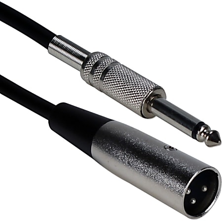 QVS 15ft XLR Male to 1/4 Male Audio Cable - 15 ft 35mm/XLR Audio Cable for Microphone, Guitar, Speaker - First End: 1 x XLR Male Audio - Second End: 1 x 6.35mm Male Audio - Black