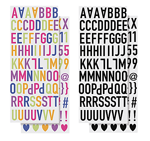 Divoga™ Sticker Sheets, Bold Letters, Assorted Colors, Pack Of 4