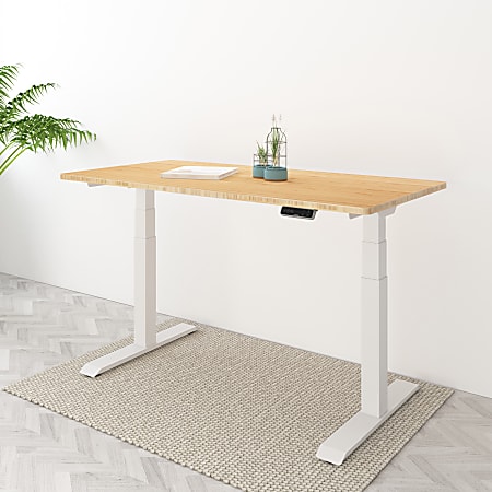 FlexiSpot E7 55W Height-Adjustable Standing Desk, Bamboo/White