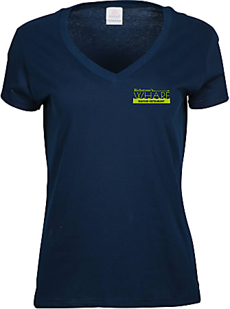 Ladies Cotton Vneck Tshirt Screened