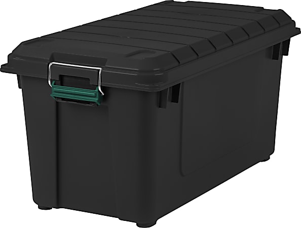 This IRIS USA® 82 Quart WeatherPro™ Store-It-All Tote makes organization easy.  This heavy-duty tote can store just about anything in any location, making it perfect for all storage needs.