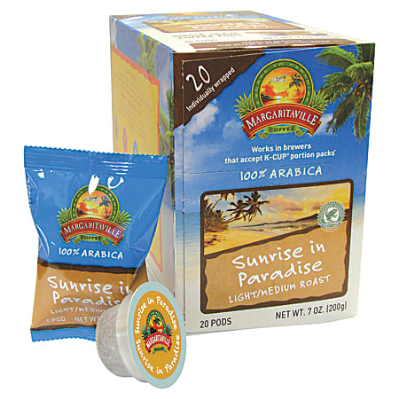 Margaritaville Coffee AromaCups, Sunrise In Paradise, Single-Serve Cups, Box Of 20