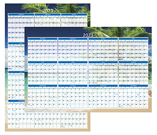 Office Depot® Brand Reversible Erasable Wall Calendar, 36" x 24", Paradise, January To December 2023, ODUS2201-001