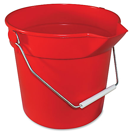 Impact Products 10-qt Deluxe Bucket - 10 quart - Alkali Resistant, Acid Resistant, Chemical Resistant, Heavy Duty, Spill Resistant, Handle, Comfortable, Embossed, Rugged - 10.3" x 10.6" - Polypropylene - Red - 12 / Carton
