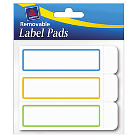 Avery® Removable Adhesive Label Pad, 1" x 3", Assorted Neon Borders, Pack Of 120 Labels