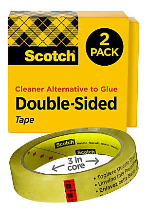 Scotch Double Sided Tape, Permanent, 3/4 in x 1296 in, 2 Tape Rolls, Clear, Home Office and School Supplies