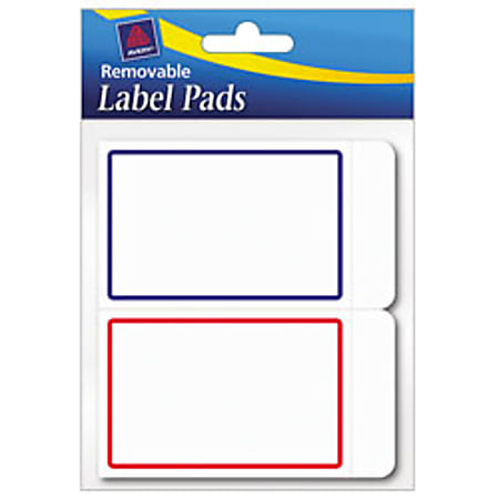 Avery® Removable Adhesive Label Pad, 2" x 3", Assorted Borders, Pack Of 80 Labels