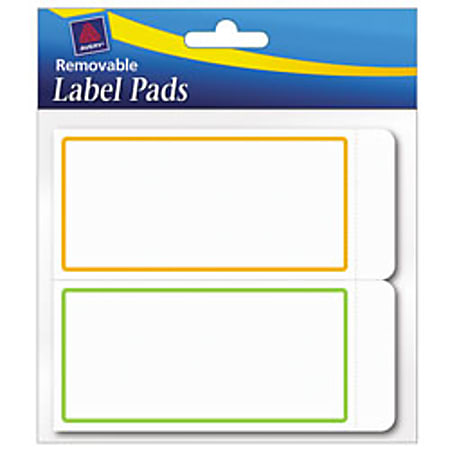 Avery® Removable Adhesive Label Pad, 2" x 4", Assorted Neon Borders, Pack Of 80 Labels