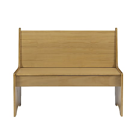 Linon Payson Wood Storage Bench With Backrest Honey Office Depot