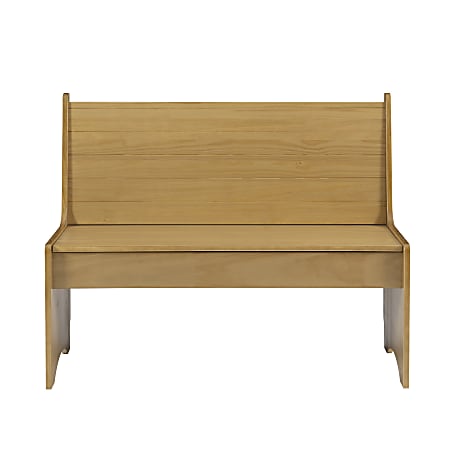 Linon Payson Wood Storage Bench With Backrest, Honey