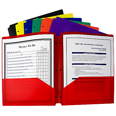 C-Line 2-Pocket 3-Hole Punch Poly Folders, Letter Size,