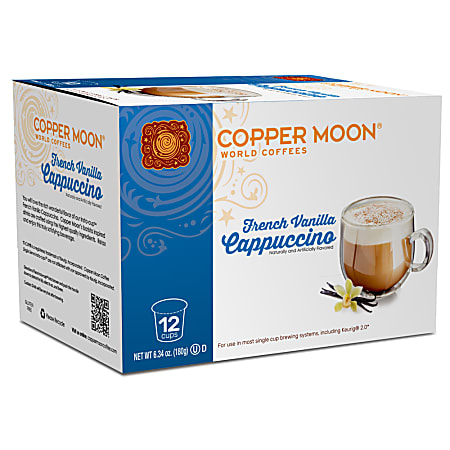 Copper Moon® World Coffees Cappuccino Coffee Pods, French Vanilla, Carton Of 12