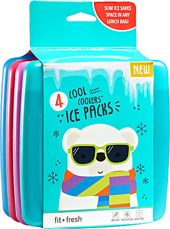 4-Pack Ice Packs for Coolers,Ice Pack for Lunch Box,Freezer Packs,Slim &  Long-Lasting Reusable Ice Packs