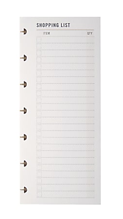 TUL® Discbound Notebook Shopping List Pages, 3" x 7", 100 Pages (50 Sheets)