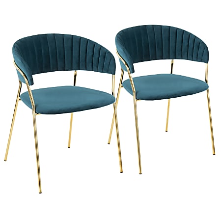 LumiSource Tania Chairs, Teal/Gold, Set Of 2 Chairs