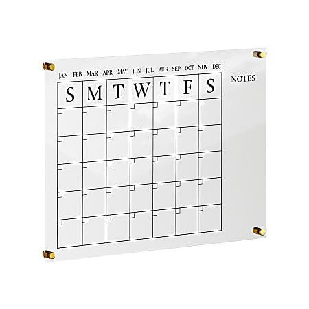 Martha Stewart Grayson Monthly Acrylic Wall Calendar, 18" x 24", Clear/Black, Undated