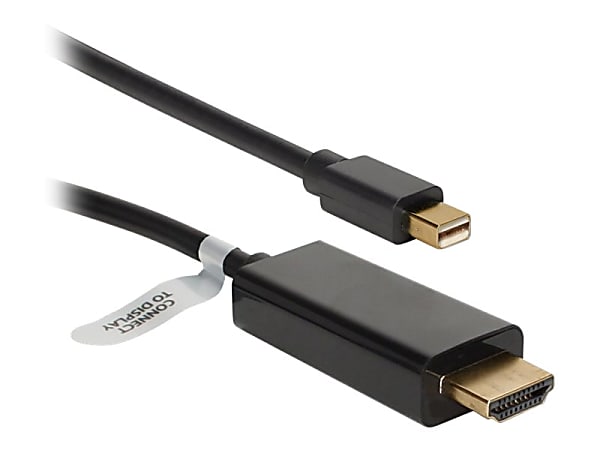 QVS Mini DisplayPort/Thunderbolt To HDMI Digital Video Black Cable, 6'