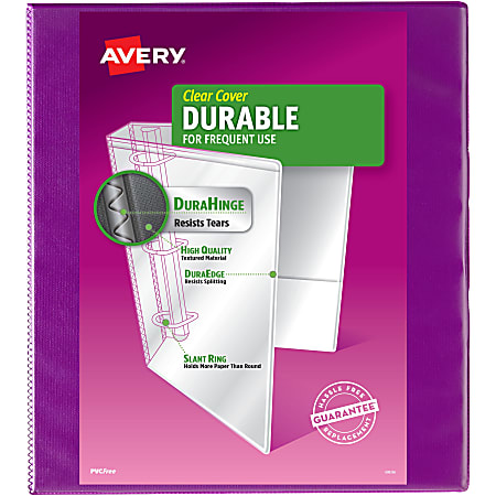 Avery® Durable View 3-Ring Binder, 1" Slant Rings, Purple