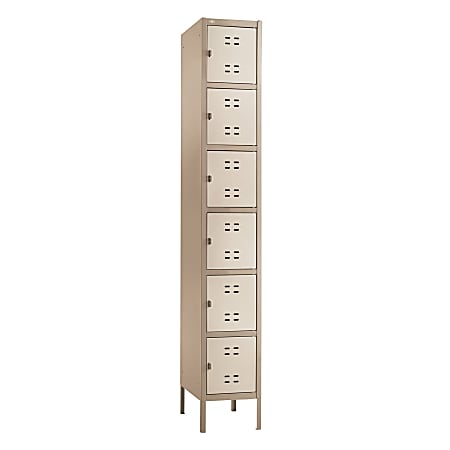 Safco® Storage Locker, 6-Box, Single-Column, Tan
