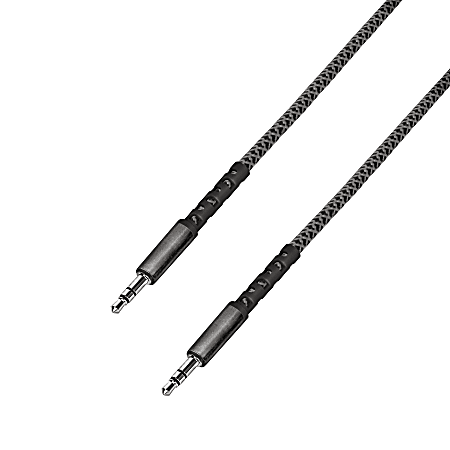 iHome Nylon Braided 3.5MM Audio Cable, 6', Black