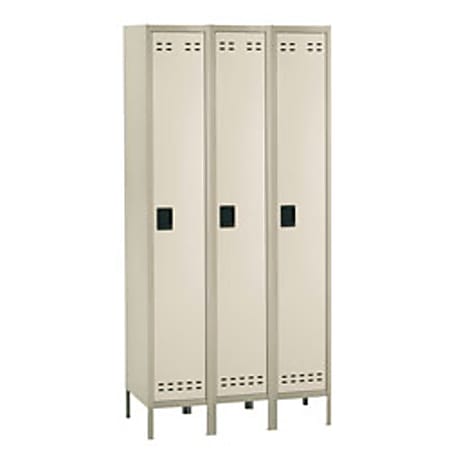 Safco® Storage Lockers, Single-Tier, Bank Of 3, Tan