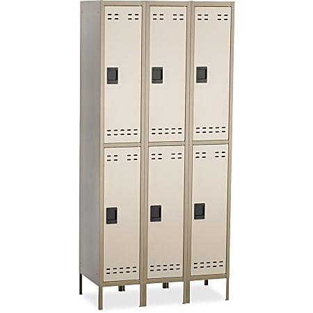 Safco Storage Lockers Double Tier Bank Of 3 Tan - Office Depot