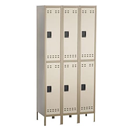 Safco® Storage Lockers, Double-Tier, Bank Of 3, Tan