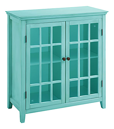 Linon Home Decor Products Henry Double-Door 36"W Cabinet, Turquoise