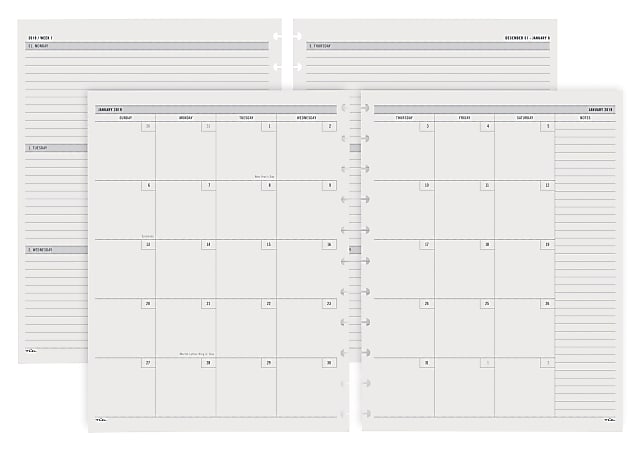 TUL® Discbound Weekly/Monthly Refill Pages, Letter Size, January to December 2019