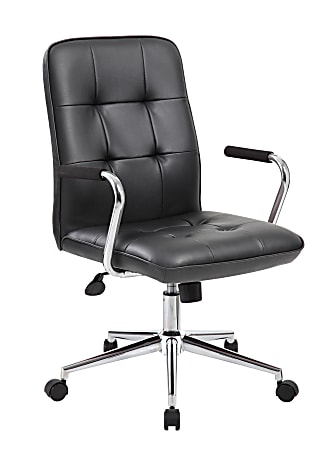 Boss Office Products Modern CaressoftPlus Mid-Back Task Chair, Black