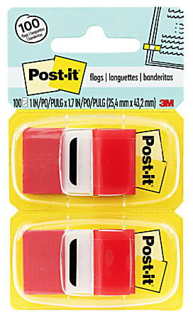 Post-it® Flags, 1 in. x 1.7 in., 12 Dispensers, 50 Flags/Dispenser, Red, School Supplies for Students, Flags for Textbooks and Notebooks
