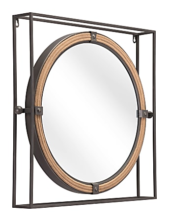 Zuo Modern Capell Round Mirror, 21-3/4"H x 23-5/8"W x 3-1/8"D, Brass