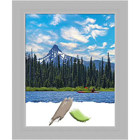 Amanti Art Wood Picture Frame, 20" x 24", Matted For 16" x 20", Brushed Sterling Silver